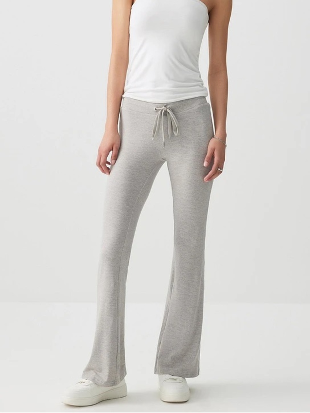 Light Grey Soft Low Rise Flare Drawstring Lounge Pants